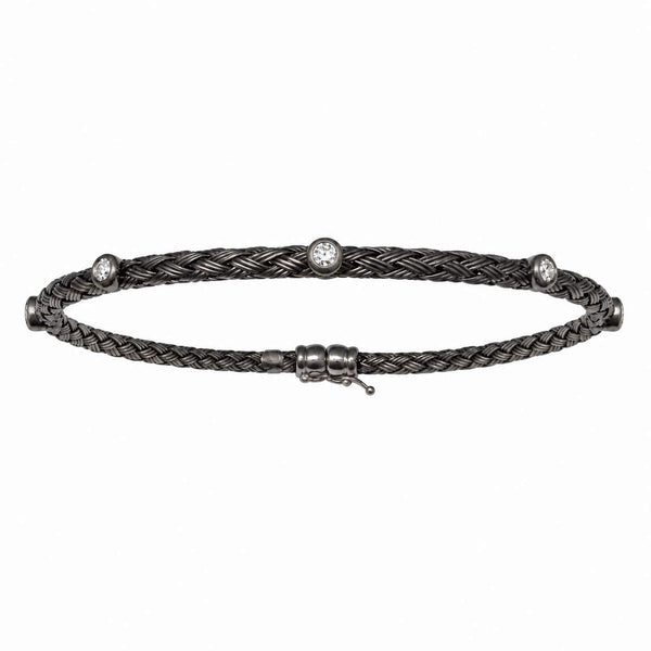Blackened Gold Flexible Cable Diamond Bracelet
