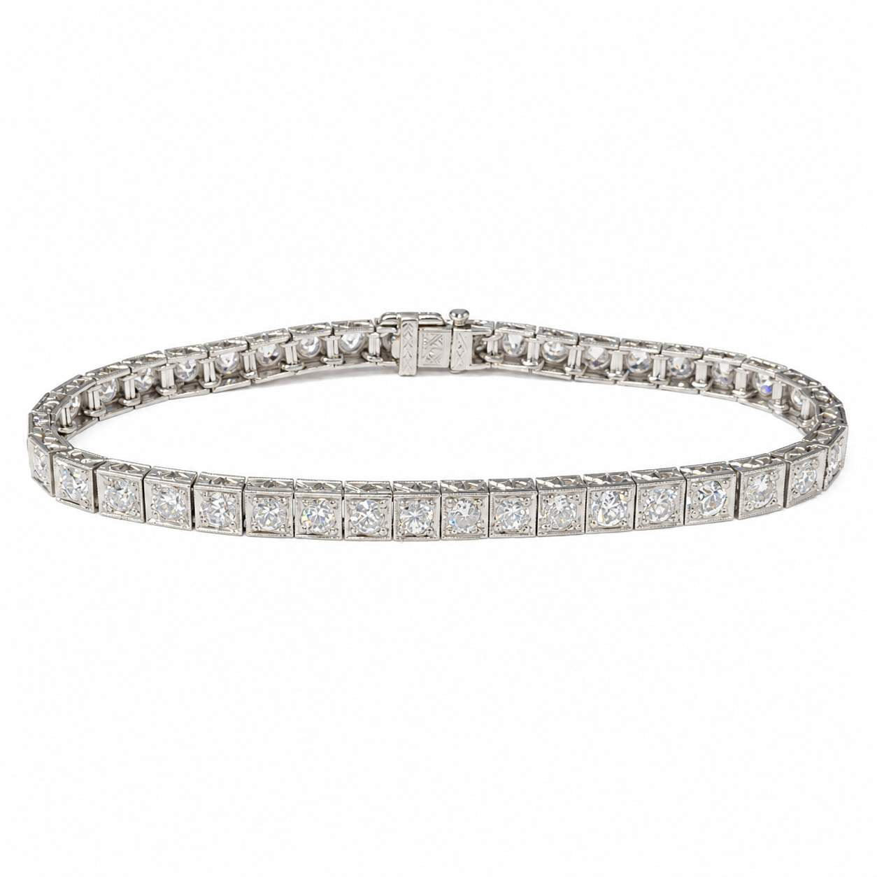 Art Deco Platinum Diamond Tennis Bracelet