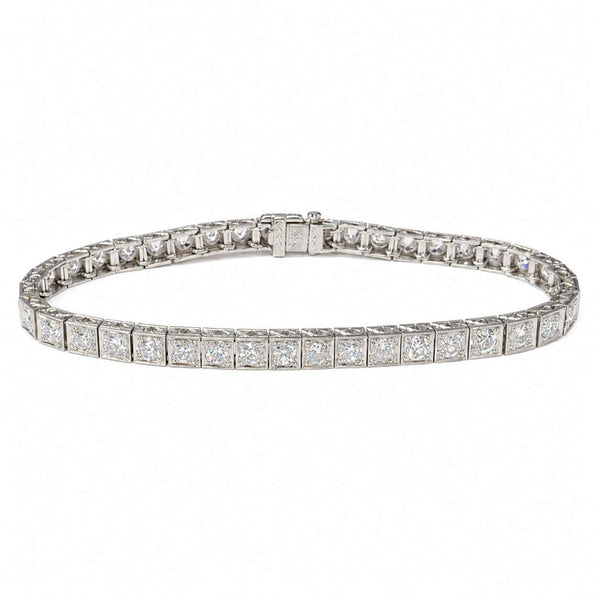 Art Deco Platinum Diamond Tennis Bracelet
