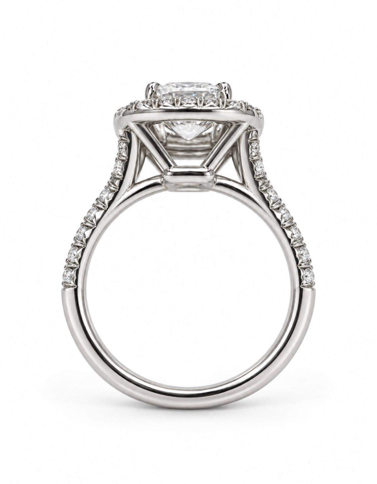 GIA Certified 2.01 Carat Cushion Cut Diamond Double Halo Engagement Ring