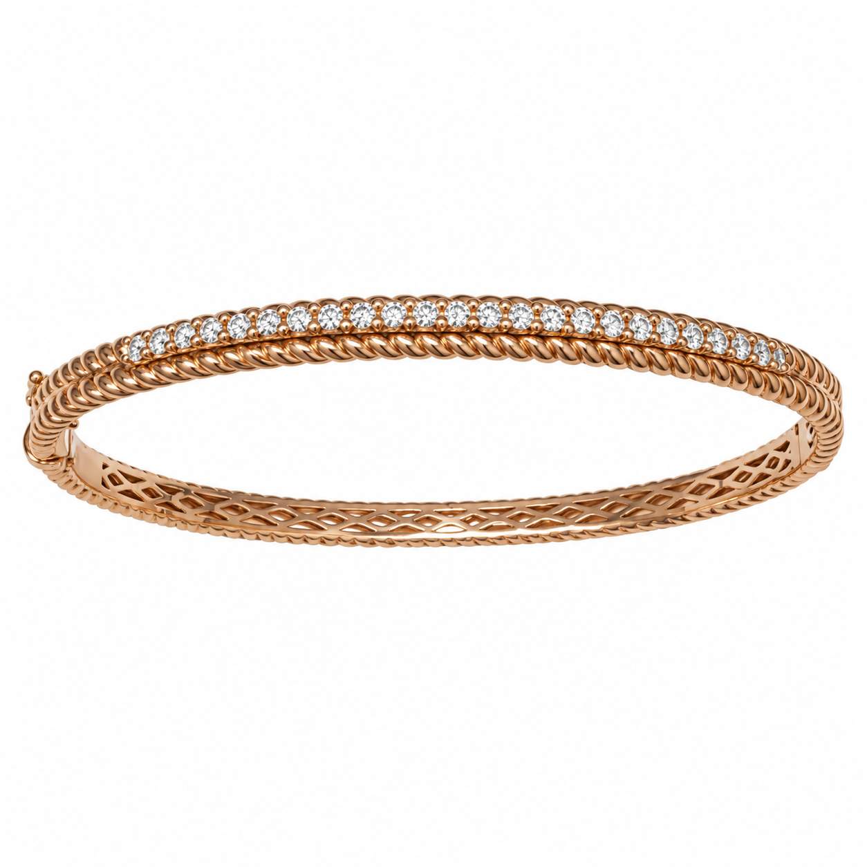 Rose Gold Diamond Hinged Bangle