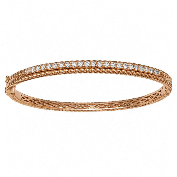 Rose Gold Diamond Hinged Bangle
