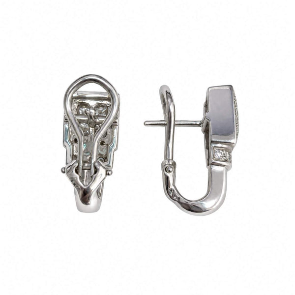 White Gold Square Diamond Earrings