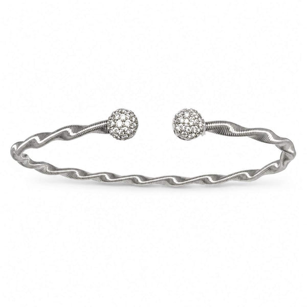 White Gold Diamond Twist Flexible Bangle