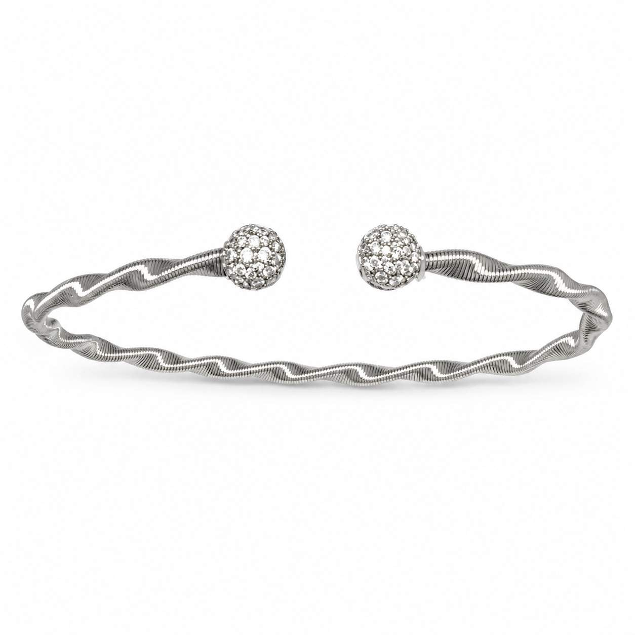 White Gold Diamond Twist Flexible Bangle