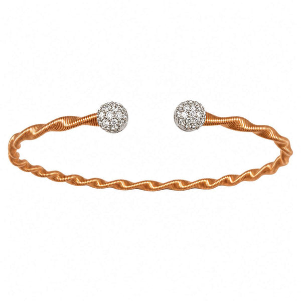 Rose Gold Diamond Twist Flexible Bangle