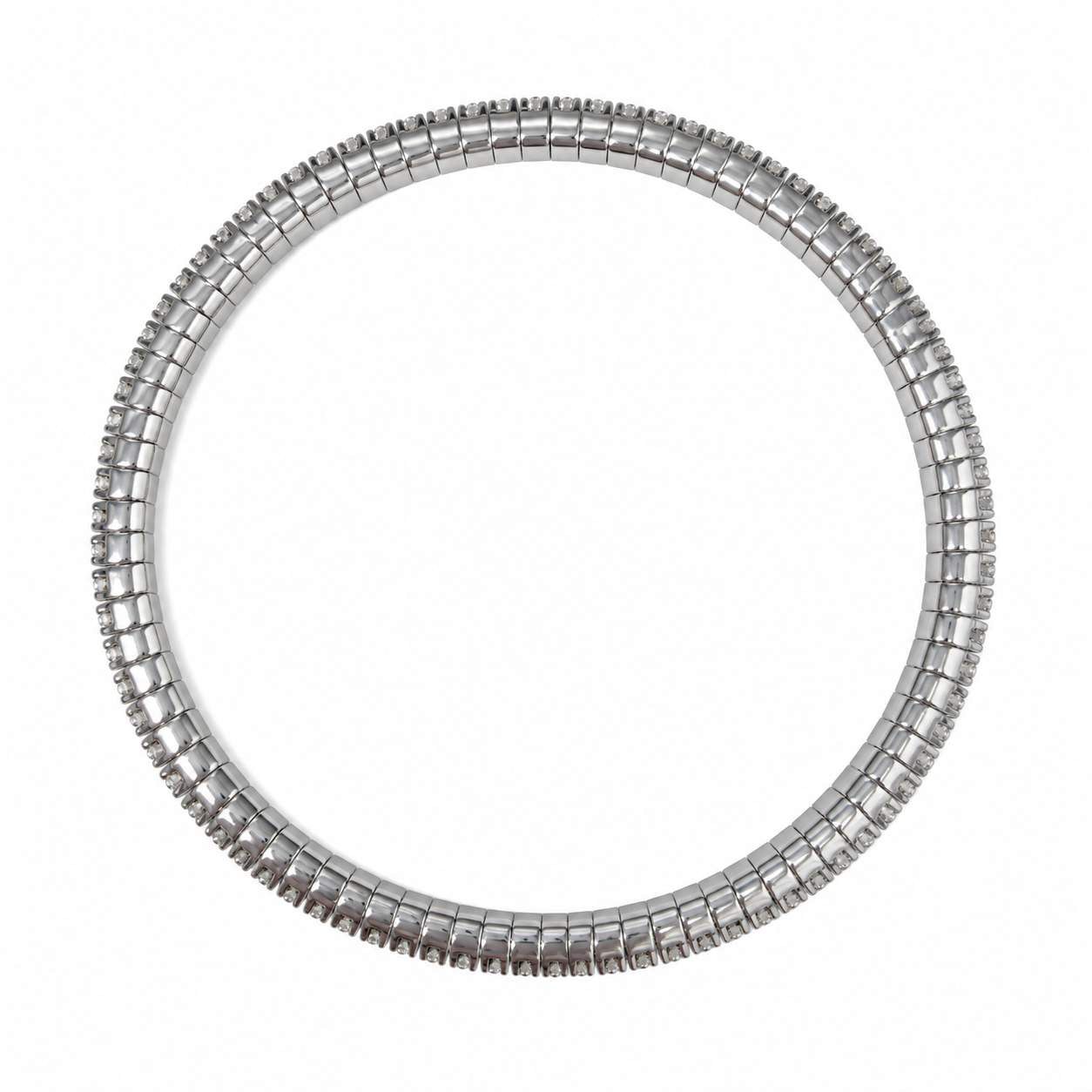 White Gold Diamond Tennis-Style Stretch Bangle