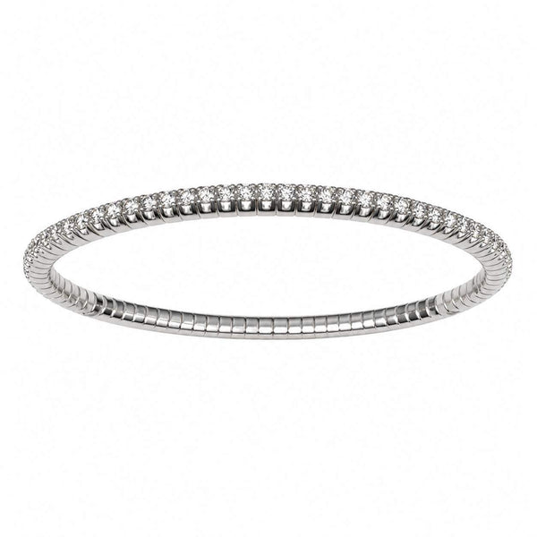 White Gold Diamond Tennis-Style Stretch Bangle