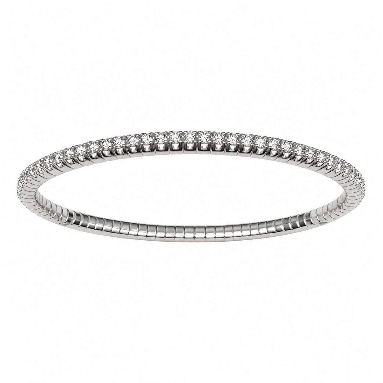 White Gold Diamond Tennis-Style Stretch Bangle