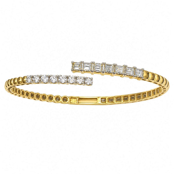 Round & Square Diamond Flexible Bypass Bangle