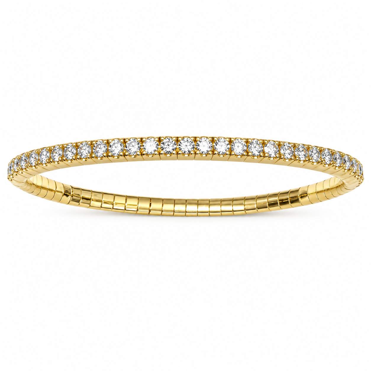Yellow Gold Diamond Flexible Stretch Bangle