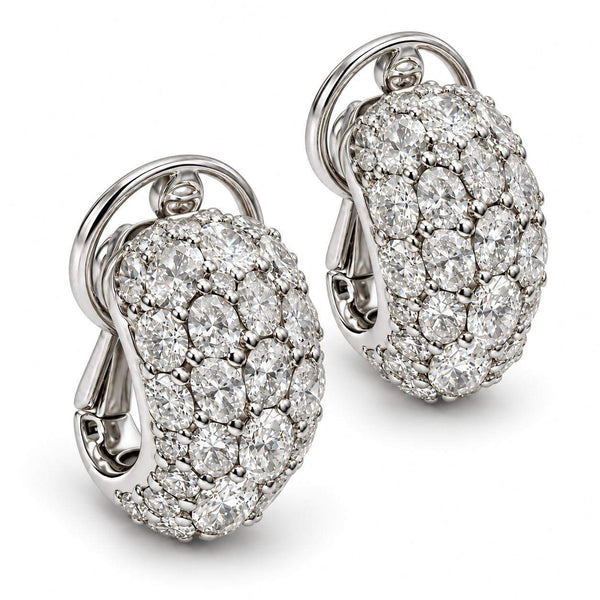 9.50 Carat Oval and Round Brilliant Cut Diamond Earrings