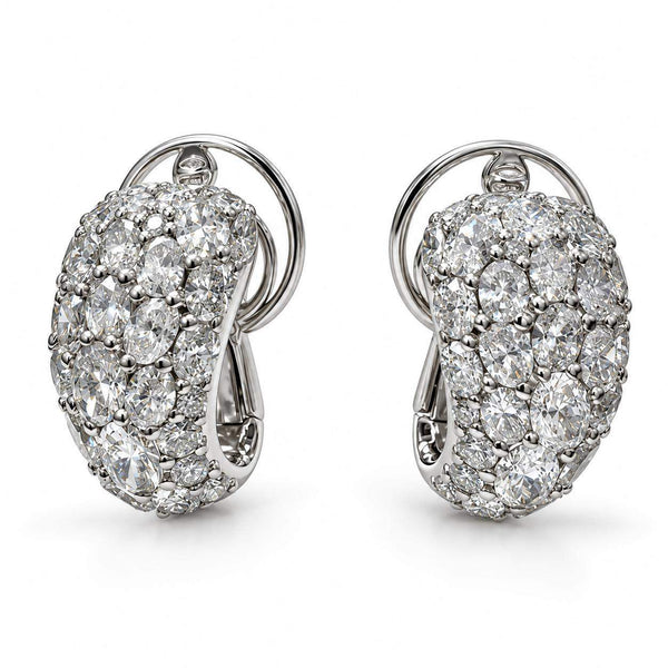 9.50 Carat Oval and Round Brilliant Cut Diamond Earrings
