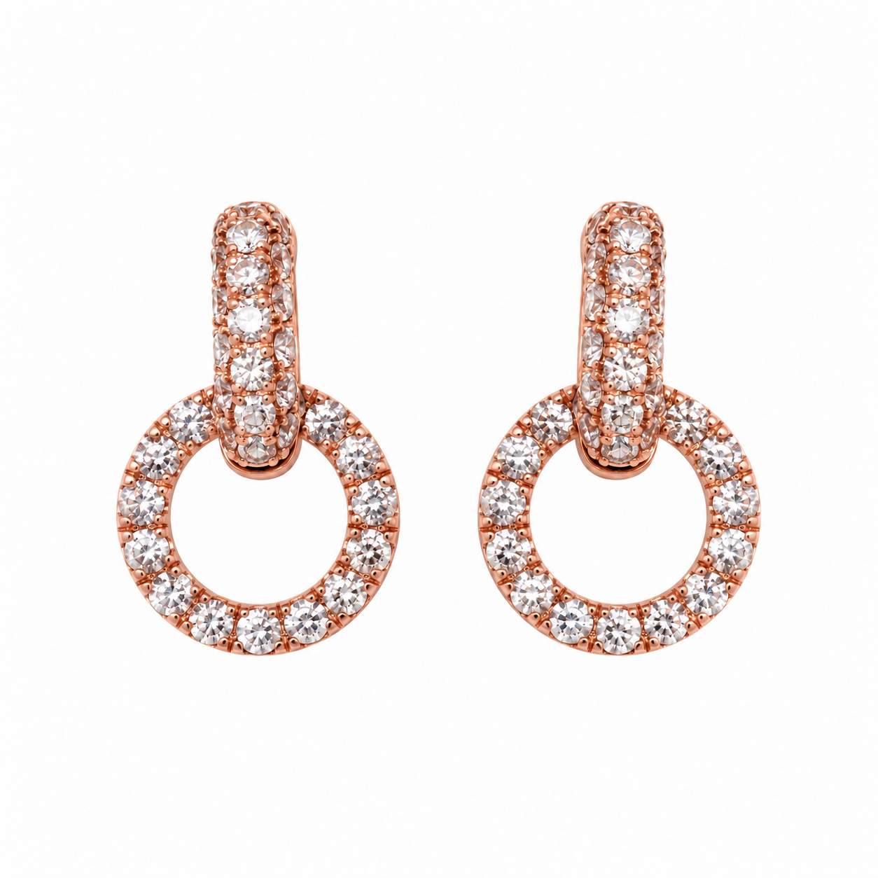 Mini Circle Drop Diamond Earrings