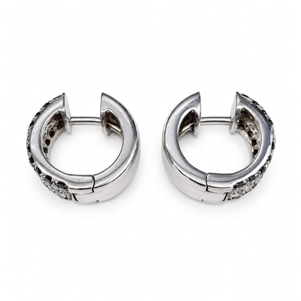 Black & White Diamond Hoop Earrings