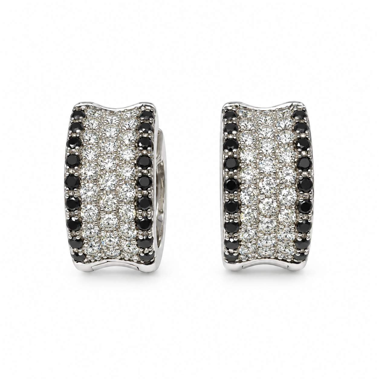 Black & White Diamond Hoop Earrings