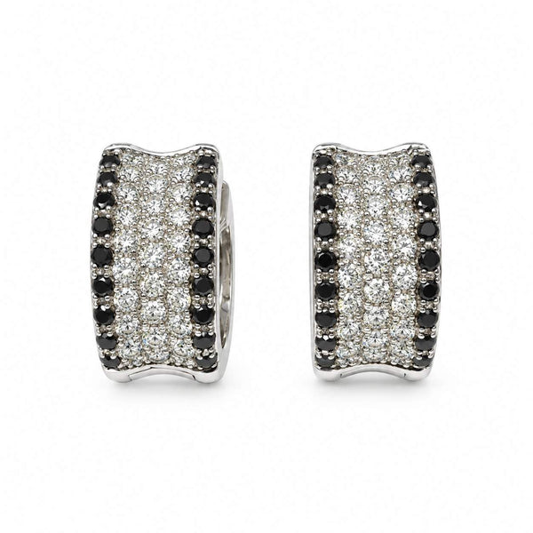 Black & White Diamond Hoop Earrings