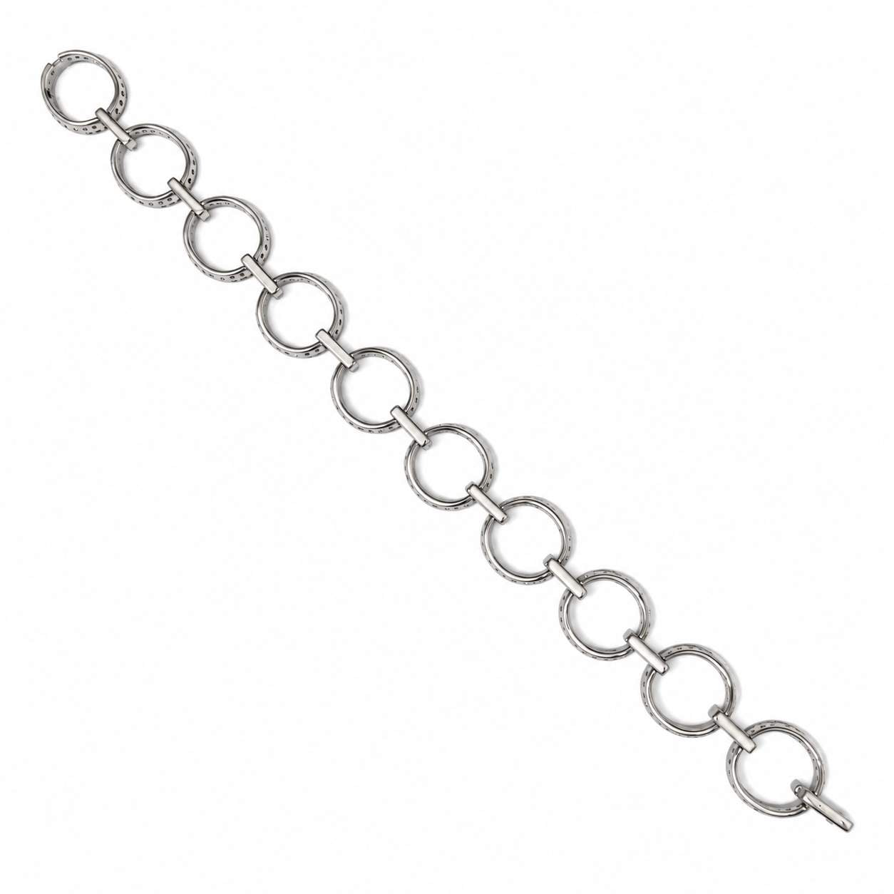 Black & White Diamond Circle-Link Bracelet