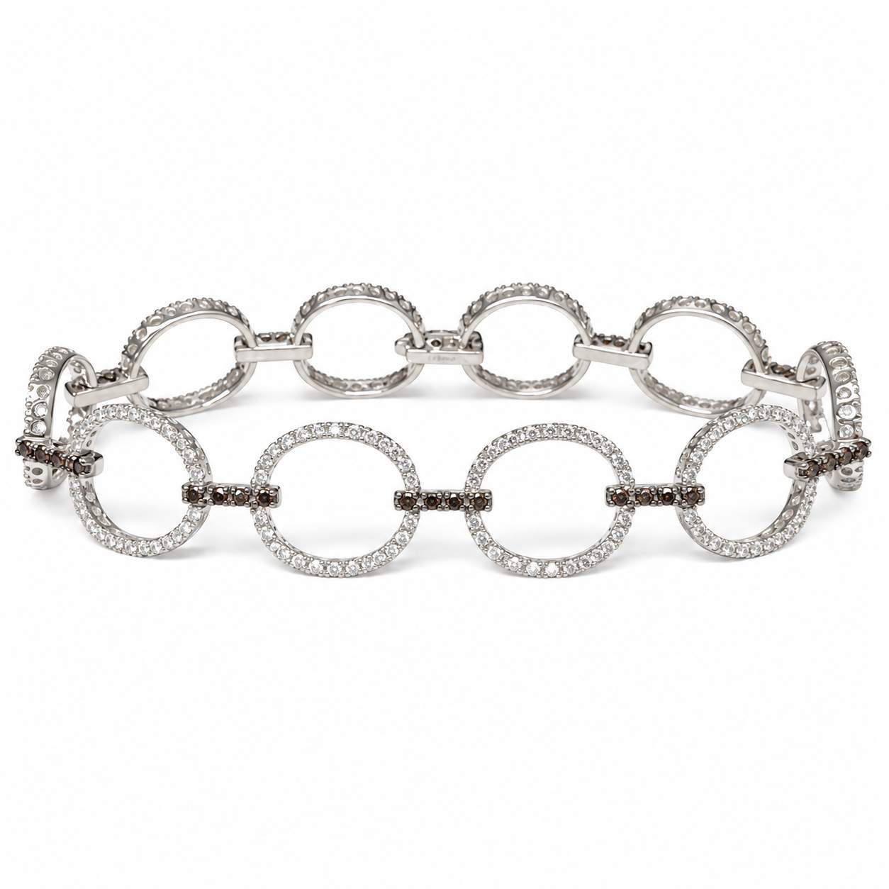 Black & White Diamond Circle-Link Bracelet
