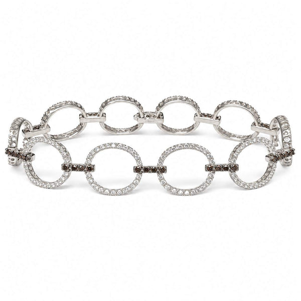 Black & White Diamond Circle-Link Bracelet