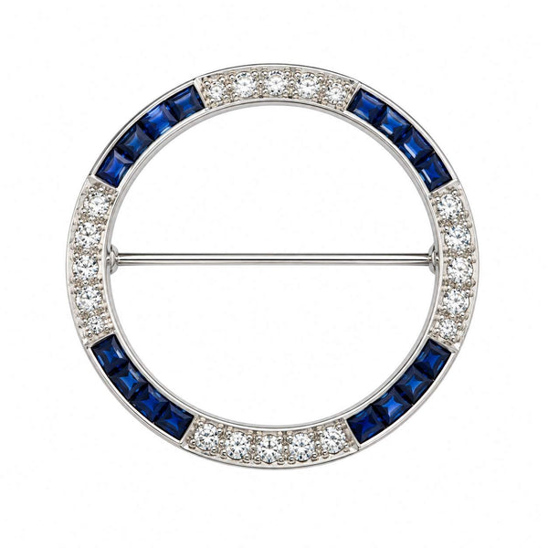 Sapphire and Diamond Circle Brooch