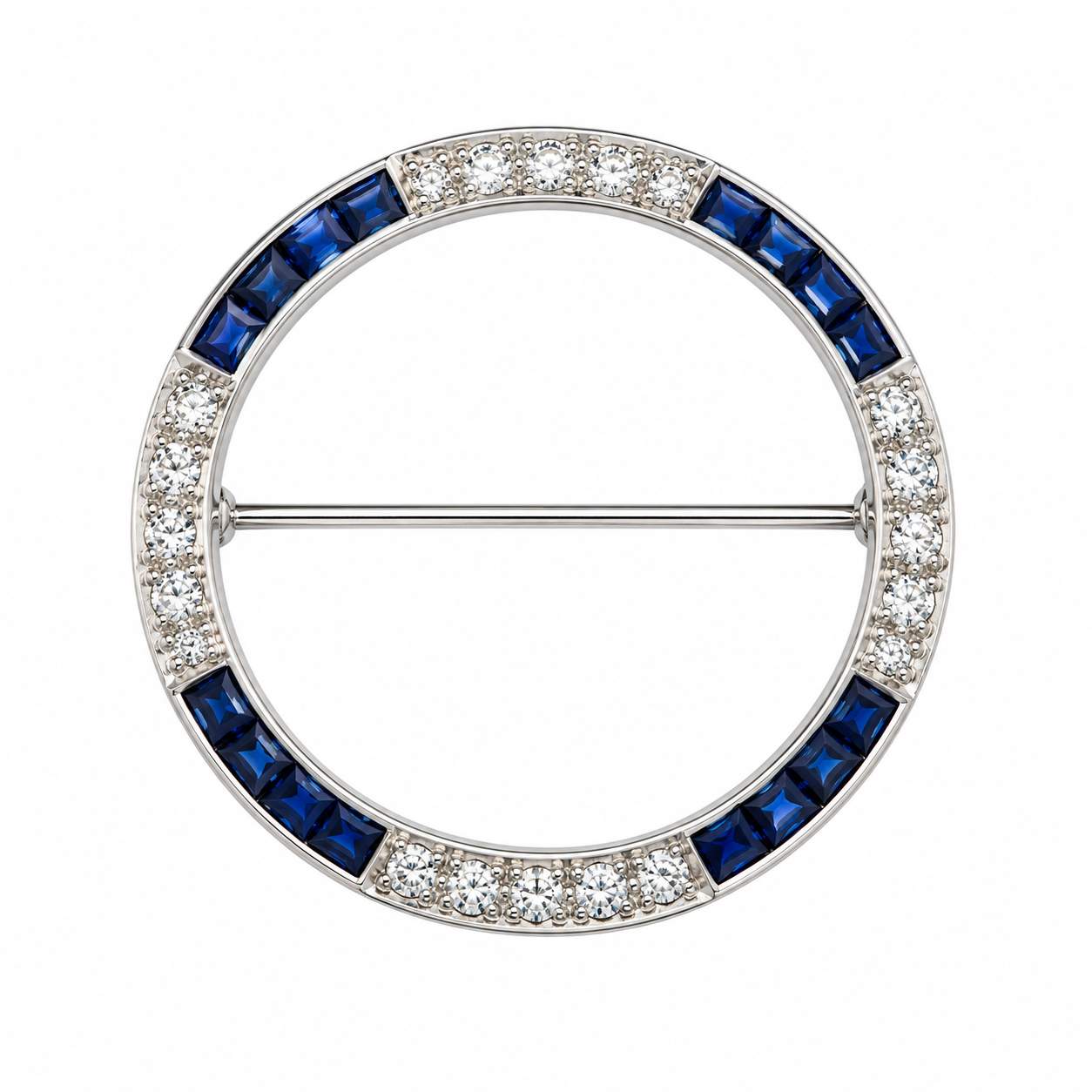 Sapphire and Diamond Circle Brooch