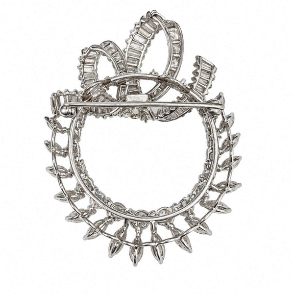 Antique Diamond Wreath & Ribbon Brooch