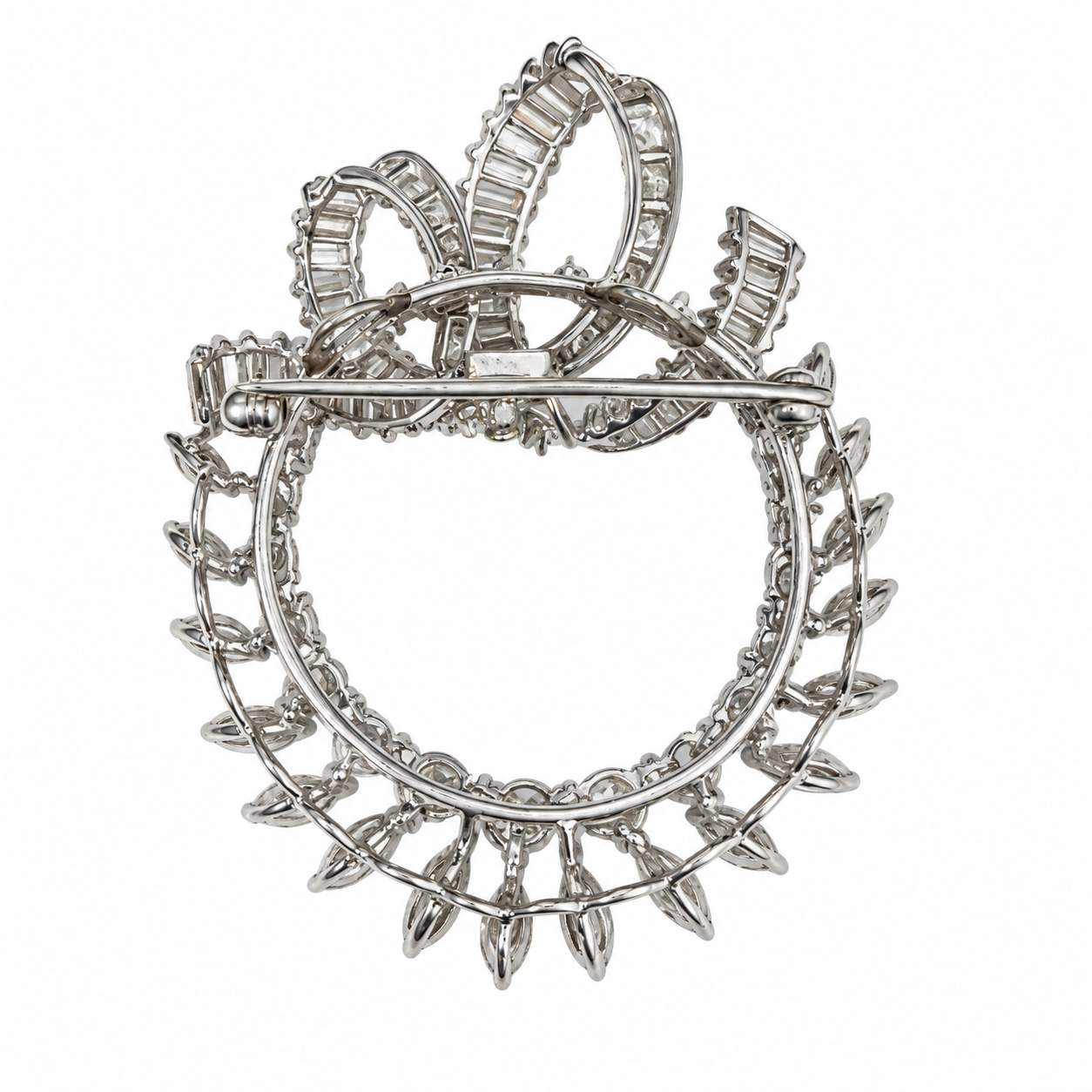 Antique Diamond Wreath & Ribbon Brooch