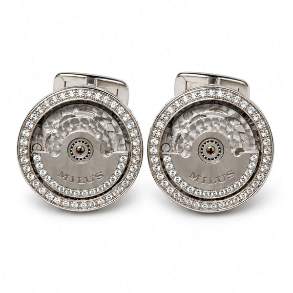 MILUS Diamond Cufflinks with Moving Mechanisms