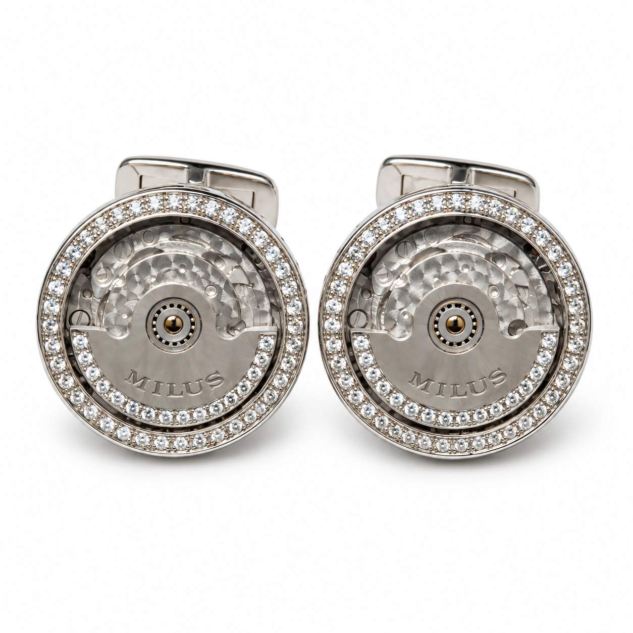 MILUS Diamond Cufflinks with Moving Mechanisms