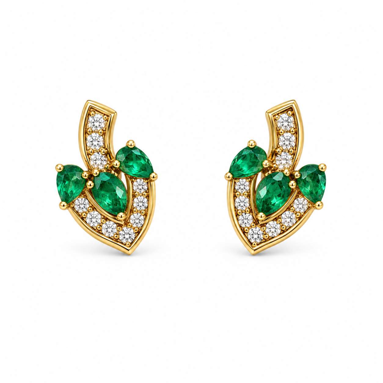 Multi-Shape Emerald & Diamond Earrings