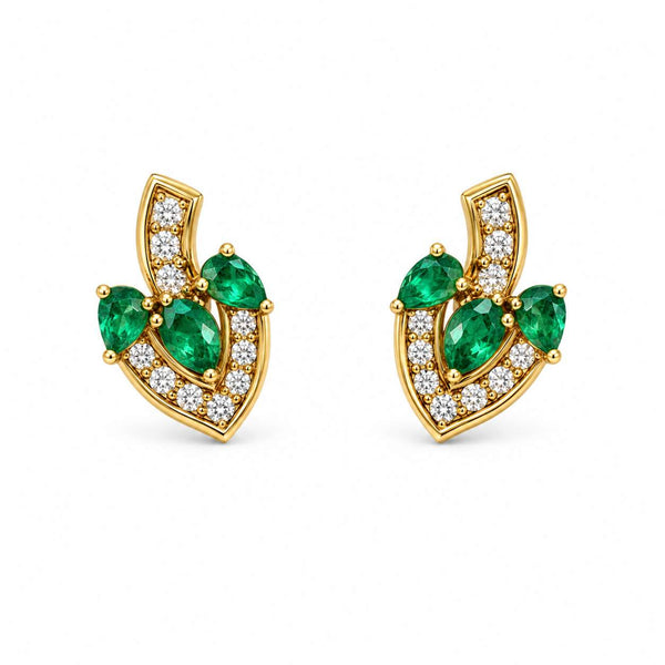 Multi-Shape Emerald & Diamond Earrings
