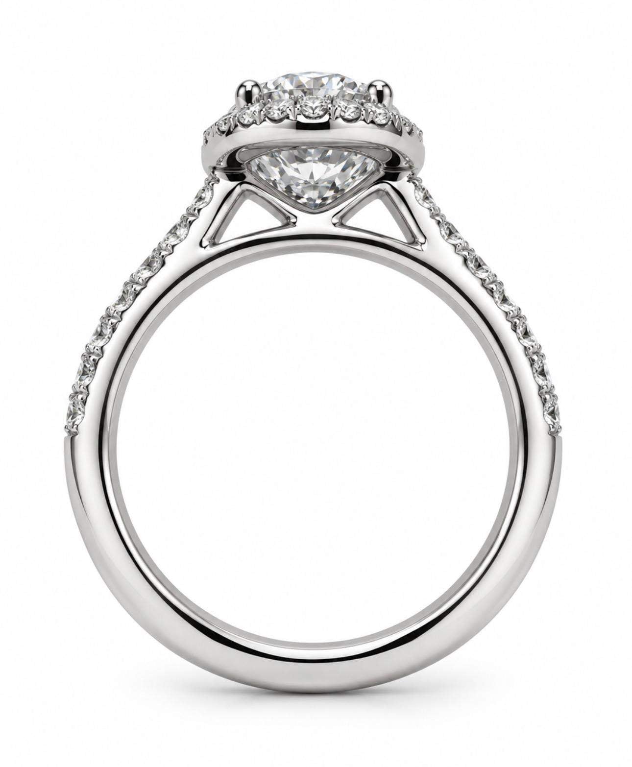GIA Certified 1.50 Carat Oval Cut Diamond Halo Engagement Ring
