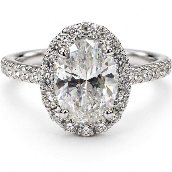 GIA Certified 1.50 Carat Oval Cut Diamond Halo Engagement Ring