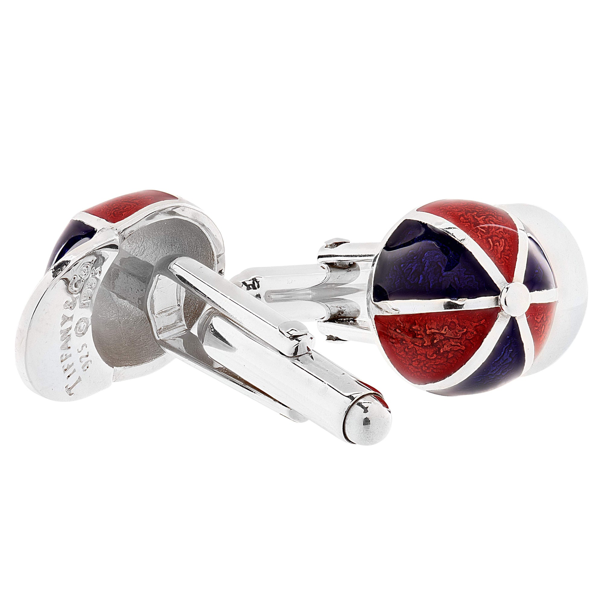Tiffany & Co. Sterling Silver & Enamel Jockey Helmet Cufflinks