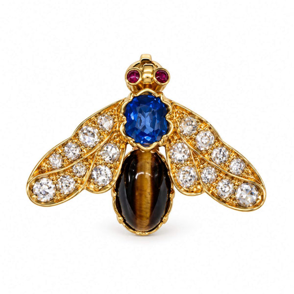 Victorian Gemstone Bee Brooch