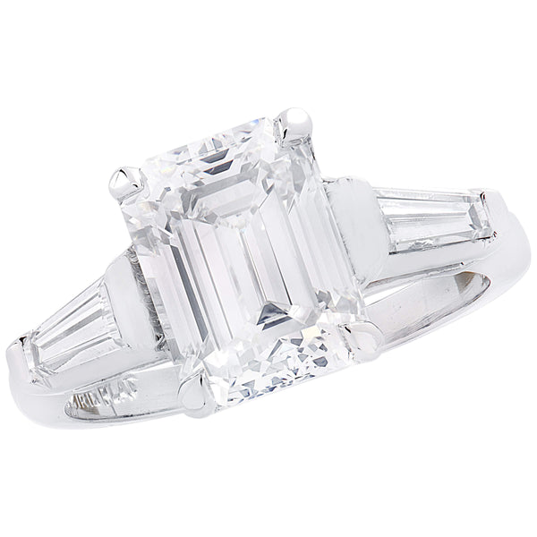 GIA Certified 3 Carat Emerald Cut Diamond Engagement Ring