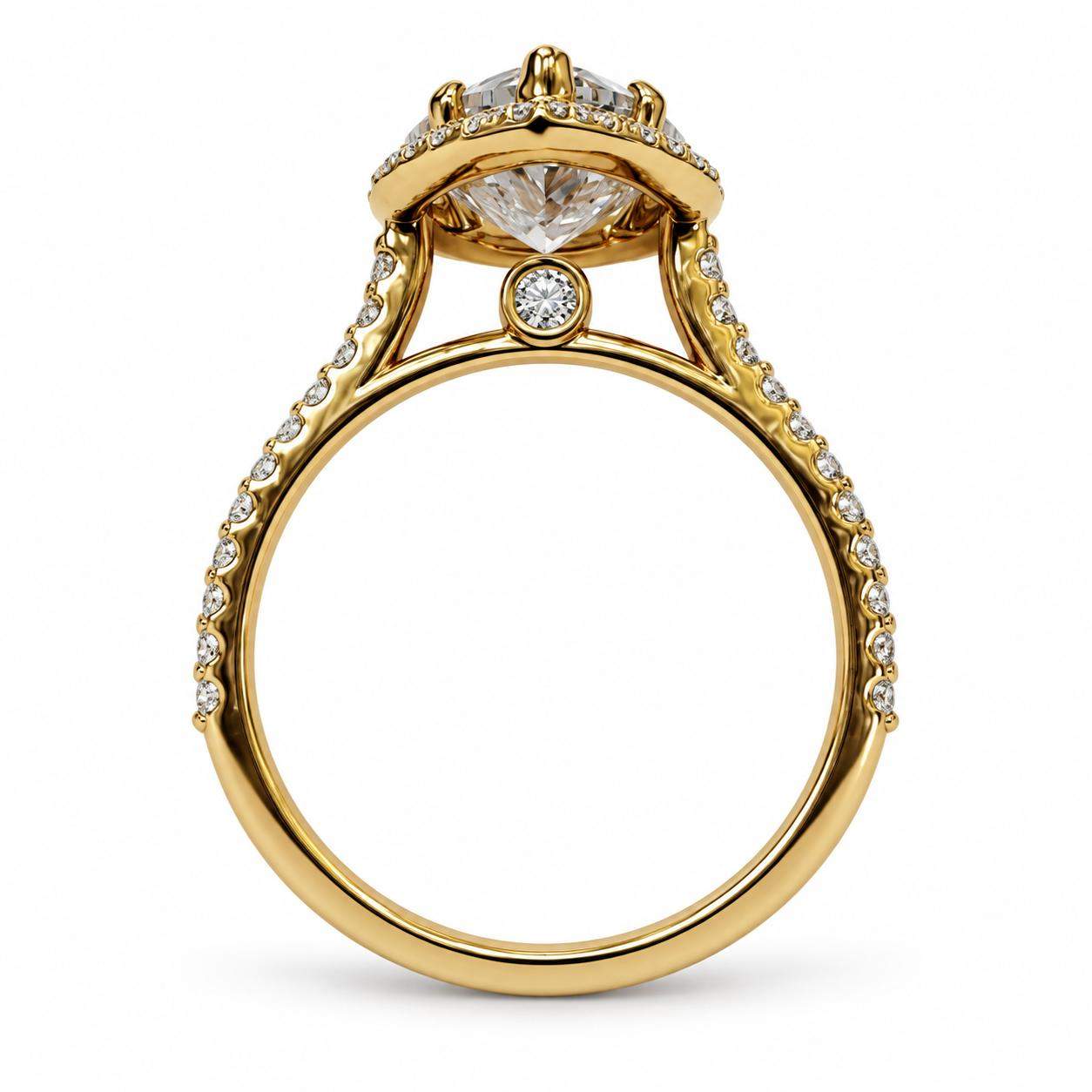 GIA Certified 3.03 Carat Pear Shape Diamond Halo Engagement Ring