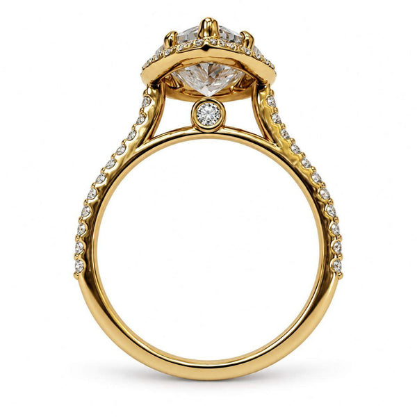 GIA Certified 3.03 Carat Pear Shape Diamond Halo Engagement Ring