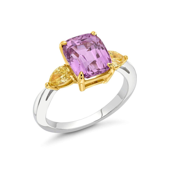 PINK SAPPHIRE AND YELLOW DIAMOND RING