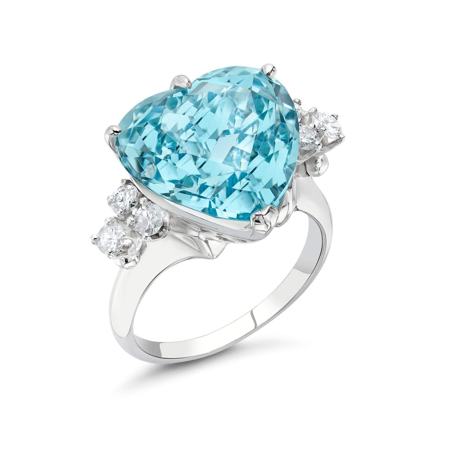 Heart-Shaped Aquamarine & Diamond Ring
