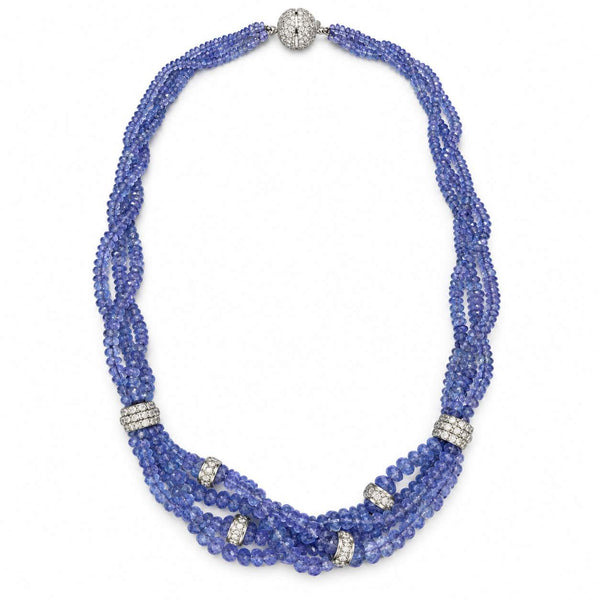Tanzanite Faceted Bead & Diamond Torsade