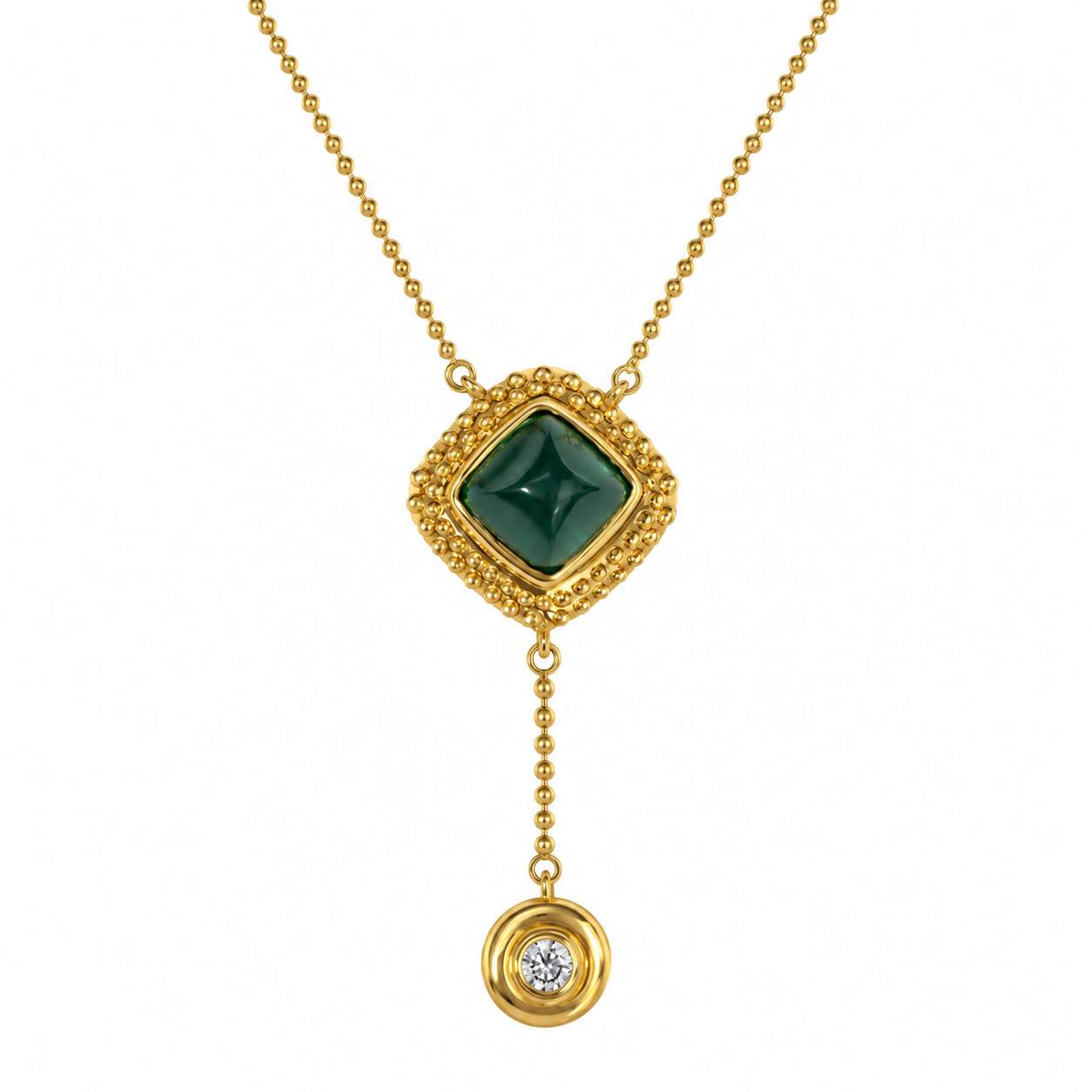Aya Green Tourmaline & Diamond Drop Necklace
