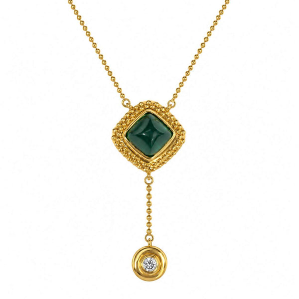 Aya Green Tourmaline & Diamond Drop Necklace