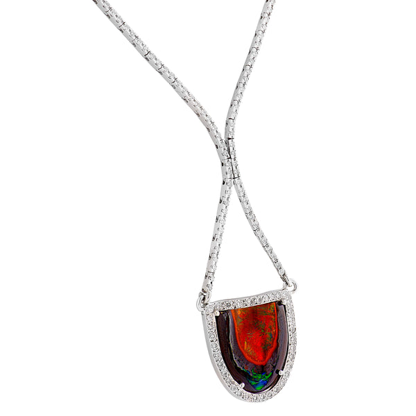 BOULDER OPAL AND DIAMOND DROP NECKLACE