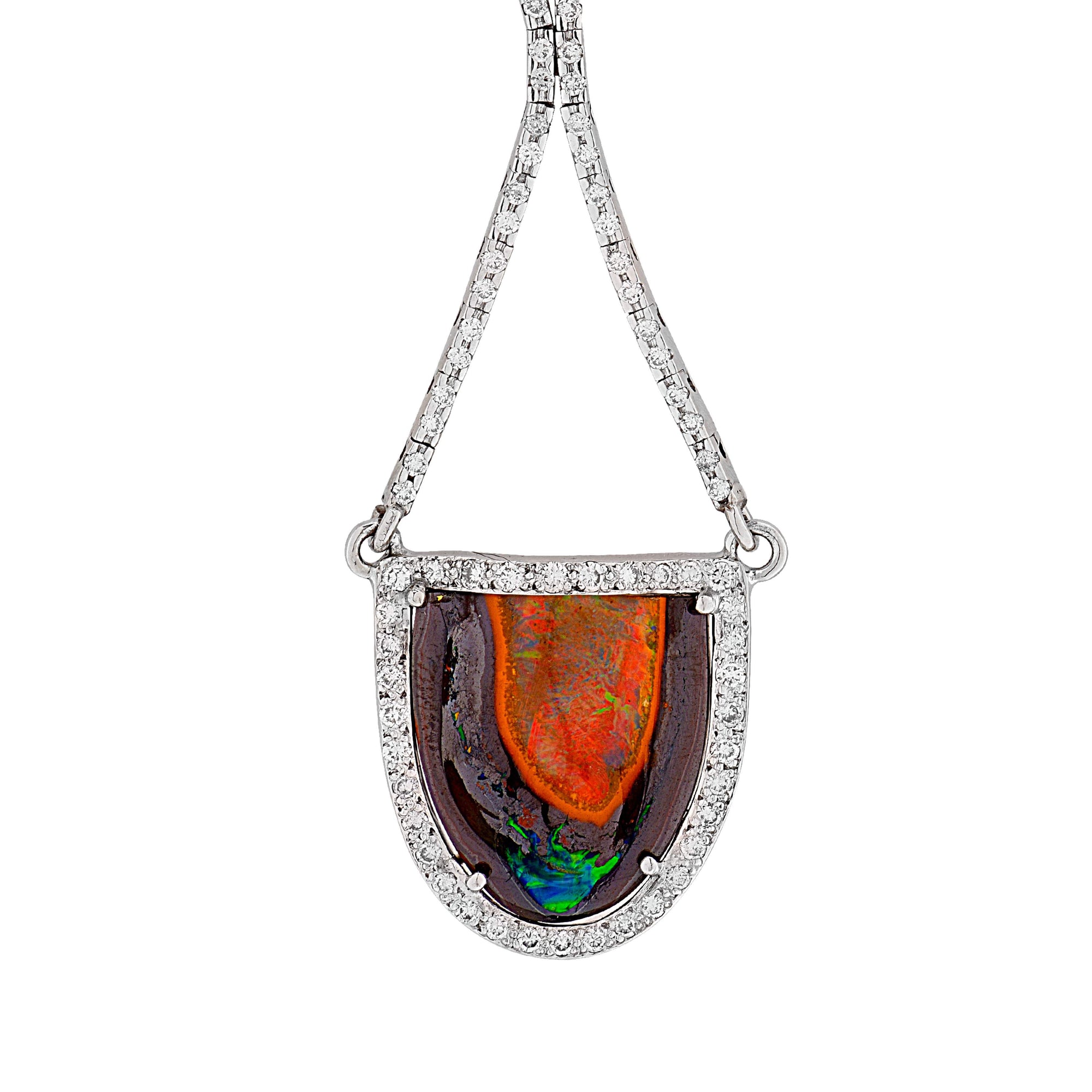 BOULDER OPAL AND DIAMOND DROP NECKLACE