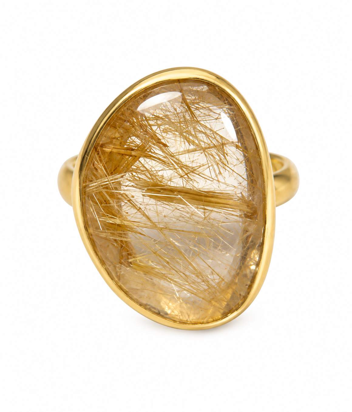 18K Gold Rutilated Quartz Ring
