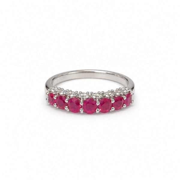 Ruby & Diamond Seven-Stone Ring