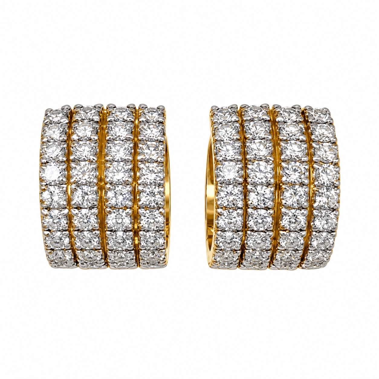 Four-Row Diamond Hoop Earrings