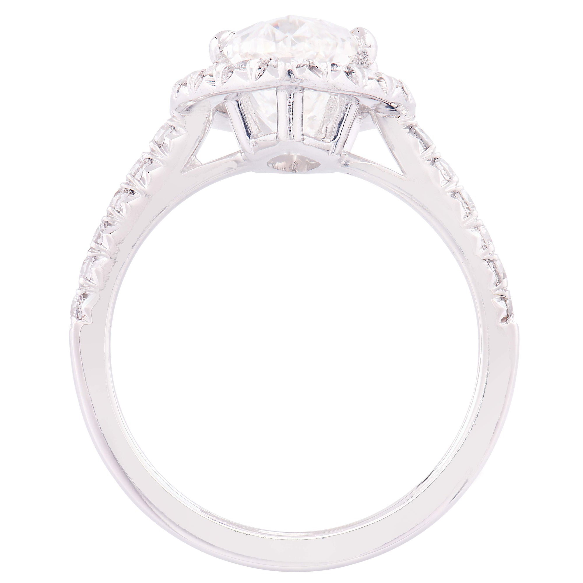 GIA Certified 3.55ct Marquise Cut Diamond Halo Engagement Ring